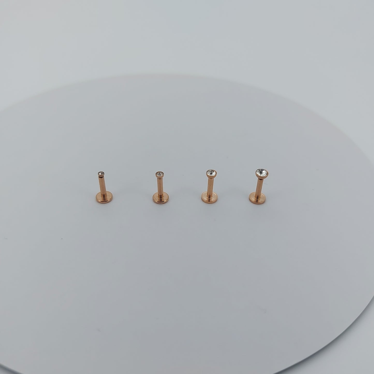 PVD Crystal Labrets 1.2mm(16g) Internally Threaded - gold & rose gold