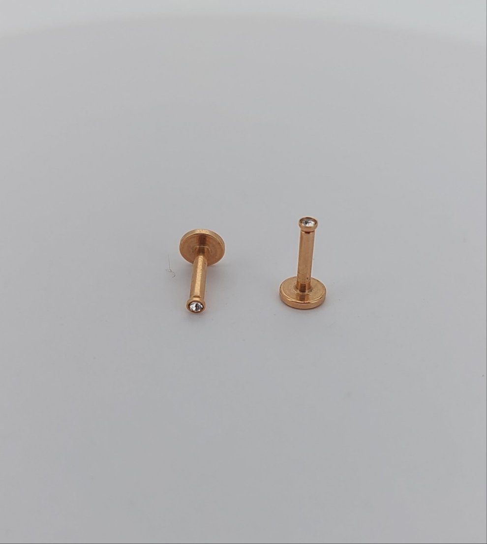 PVD Crystal Labrets 1.2mm(16g) Internally Threaded - gold & rose gold