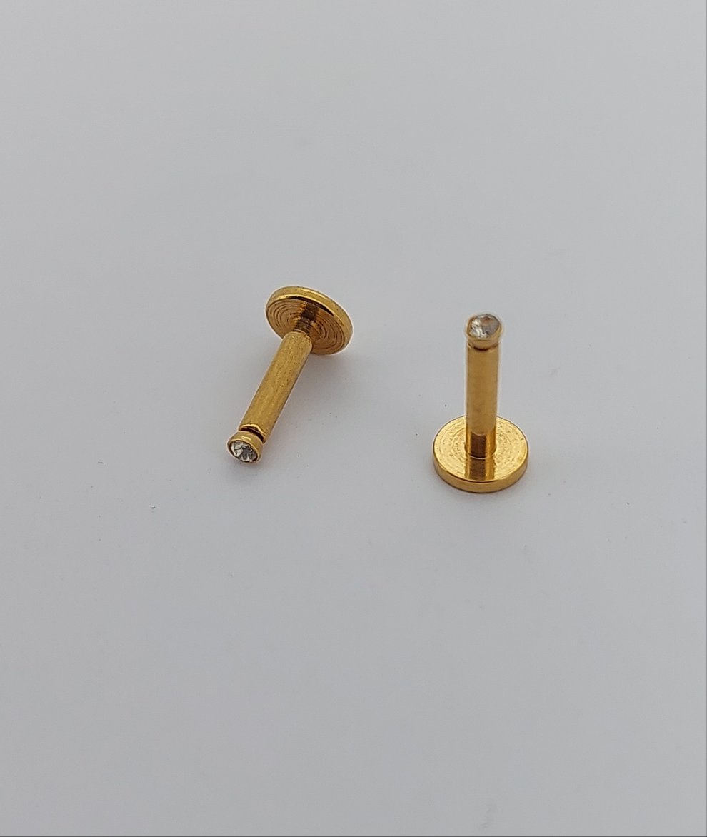 PVD Crystal Labrets 1.2mm(16g) Internally Threaded - gold & rose gold