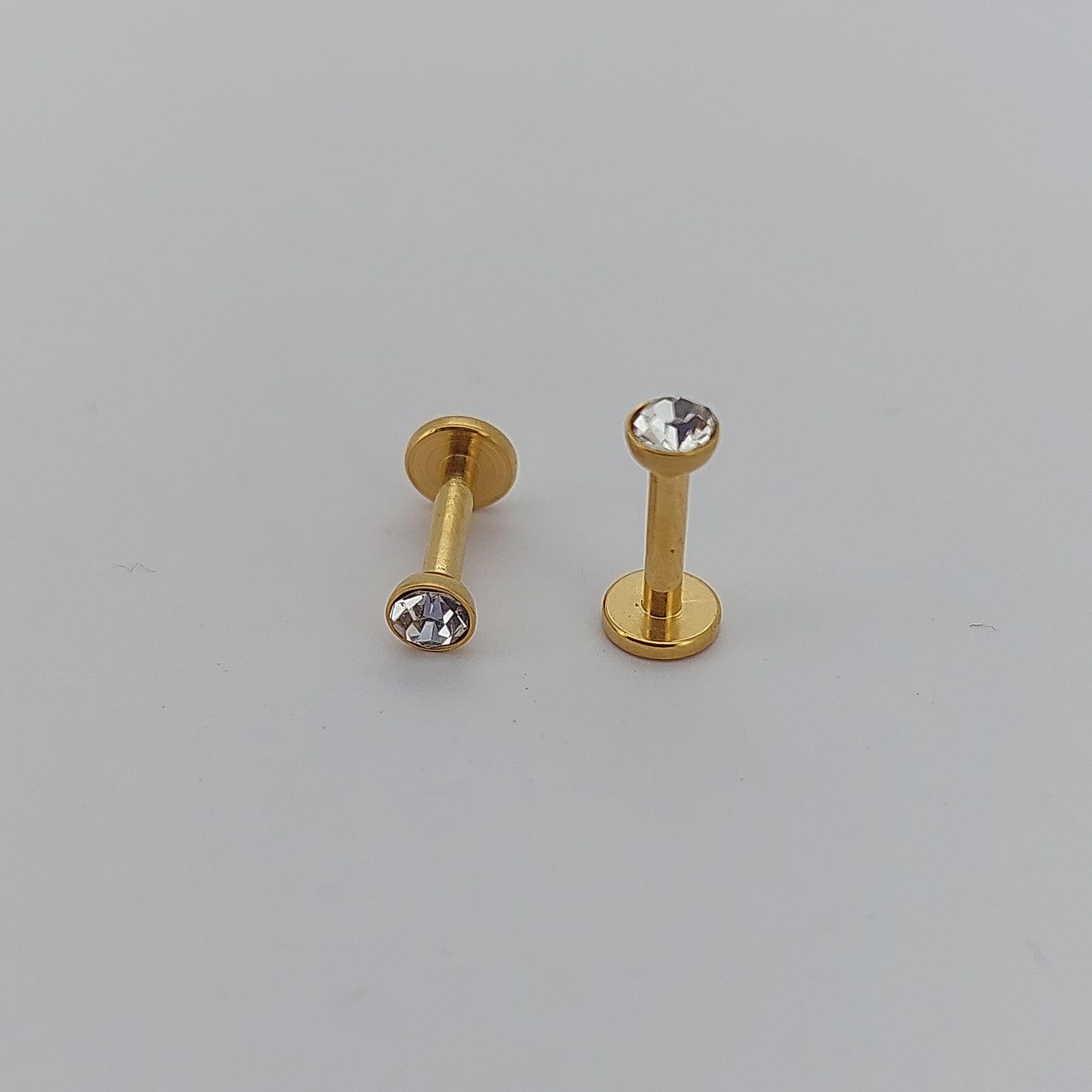 PVD Crystal Labrets 1.2mm(16g) Internally Threaded - gold & rose gold