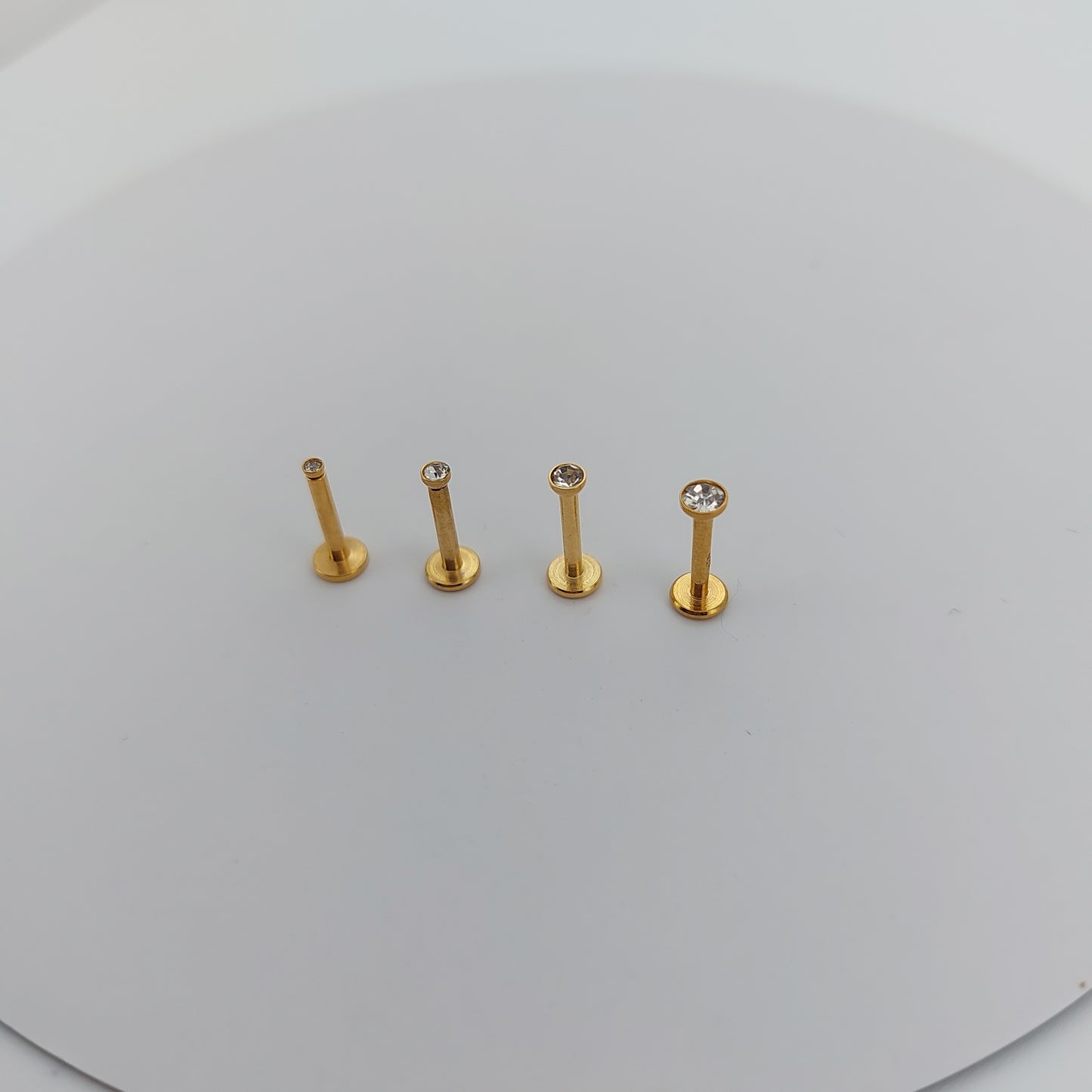 PVD Plated Internally threaded crystal Labrets 1.2mm(16g) - gold & rose gold