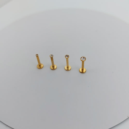 PVD Plated Internally threaded crystal Labrets 1.2mm(16g) - gold & rose gold