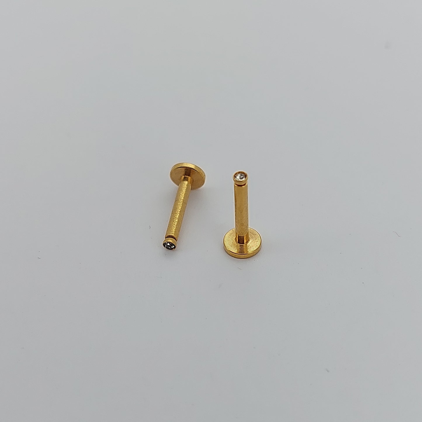 PVD Plated Internally threaded crystal Labrets 1.2mm(16g) - gold & rose gold
