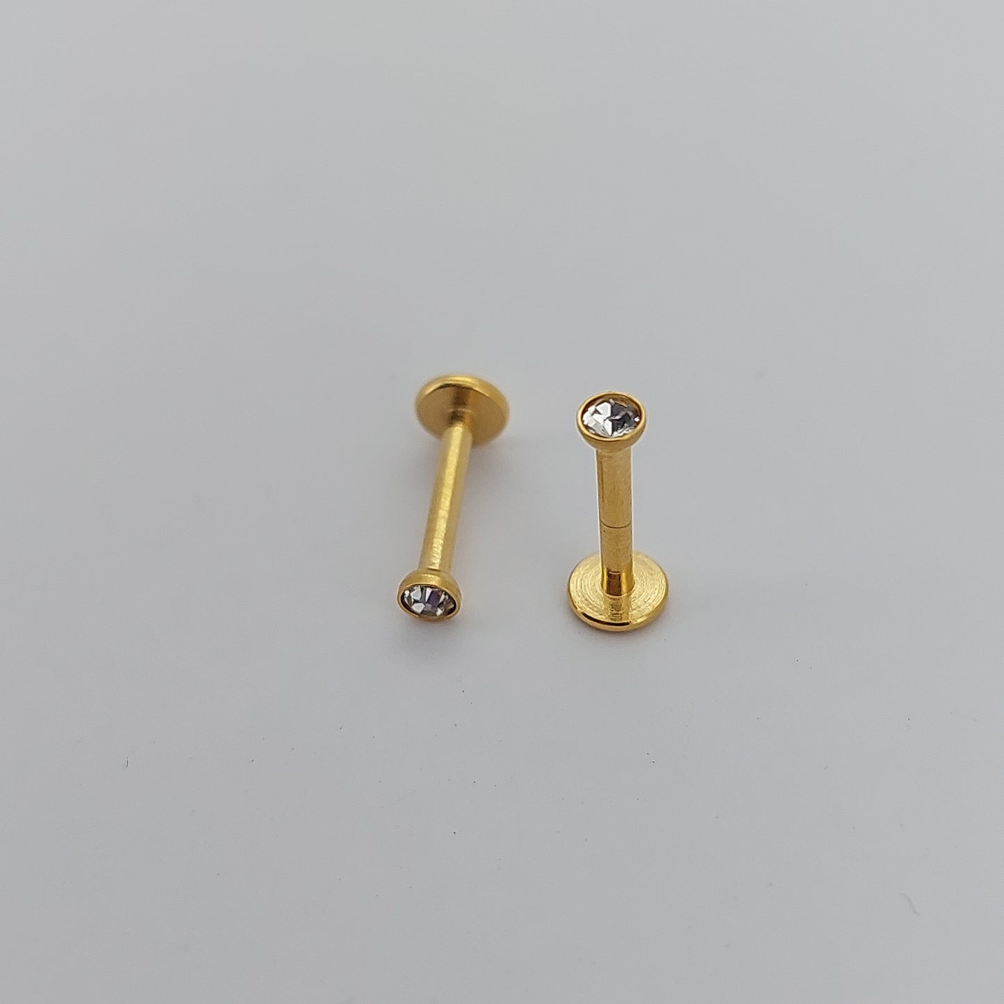 PVD Plated Internally threaded crystal Labrets 1.2mm(16g) - gold & rose gold