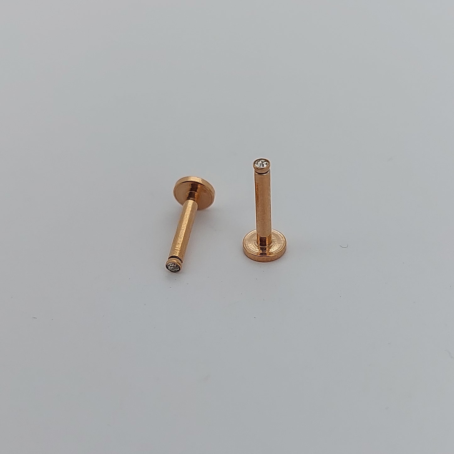 PVD Plated Internally threaded crystal Labrets 1.2mm(16g) - gold & rose gold