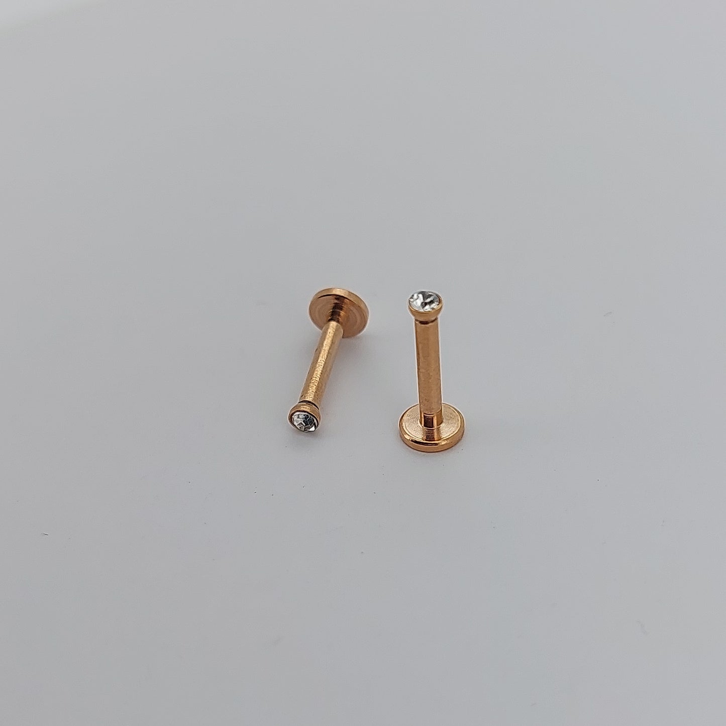 PVD Plated Internally threaded crystal Labrets 1.2mm(16g) - gold & rose gold