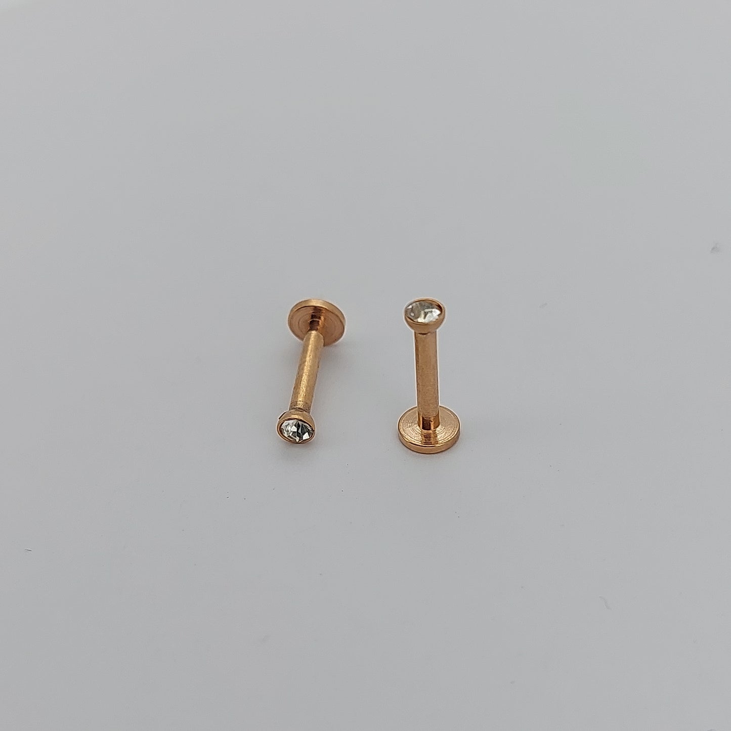 PVD Plated Internally threaded crystal Labrets 1.2mm(16g) - gold & rose gold