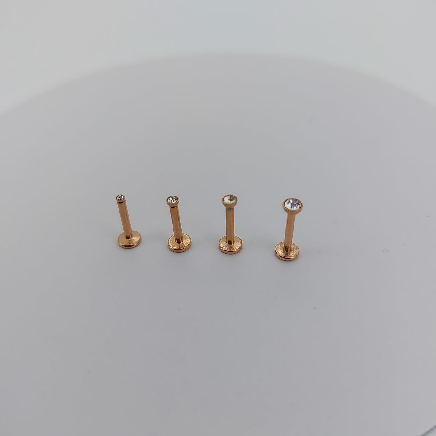 PVD Plated Internally threaded crystal Labrets 1.2mm(16g) - gold & rose gold