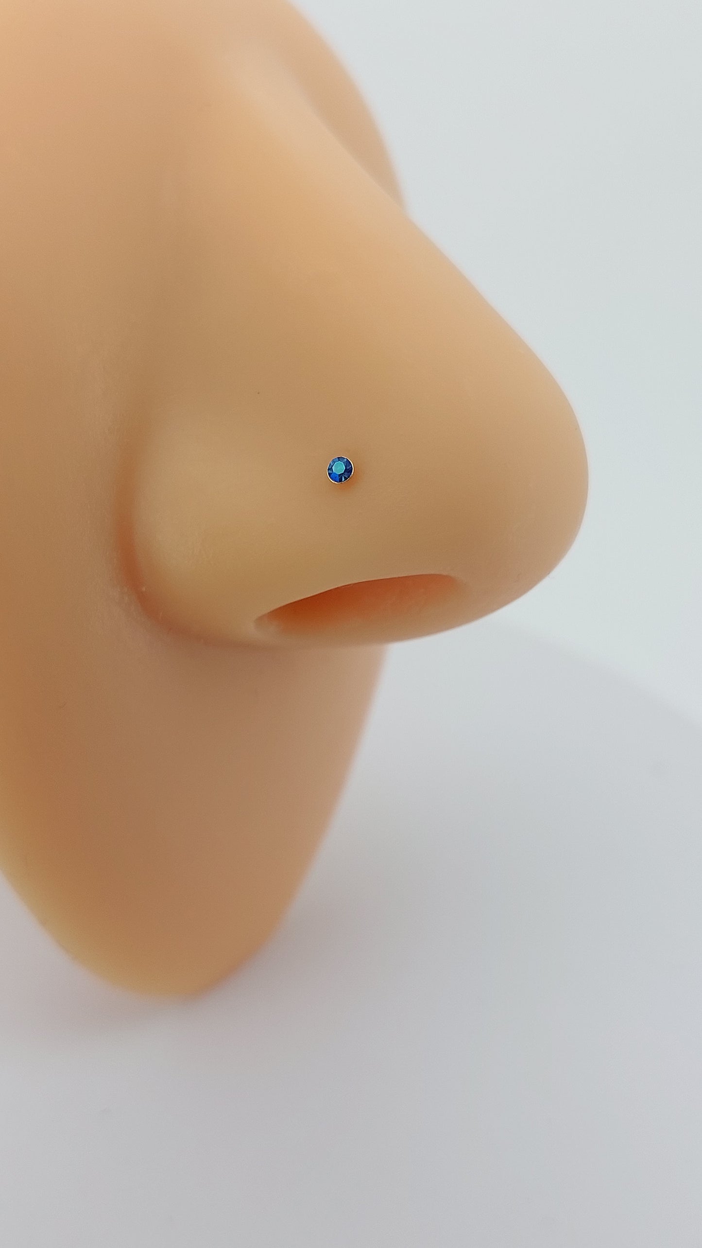 14k Gold bezel set Nose Bone - assorted colours