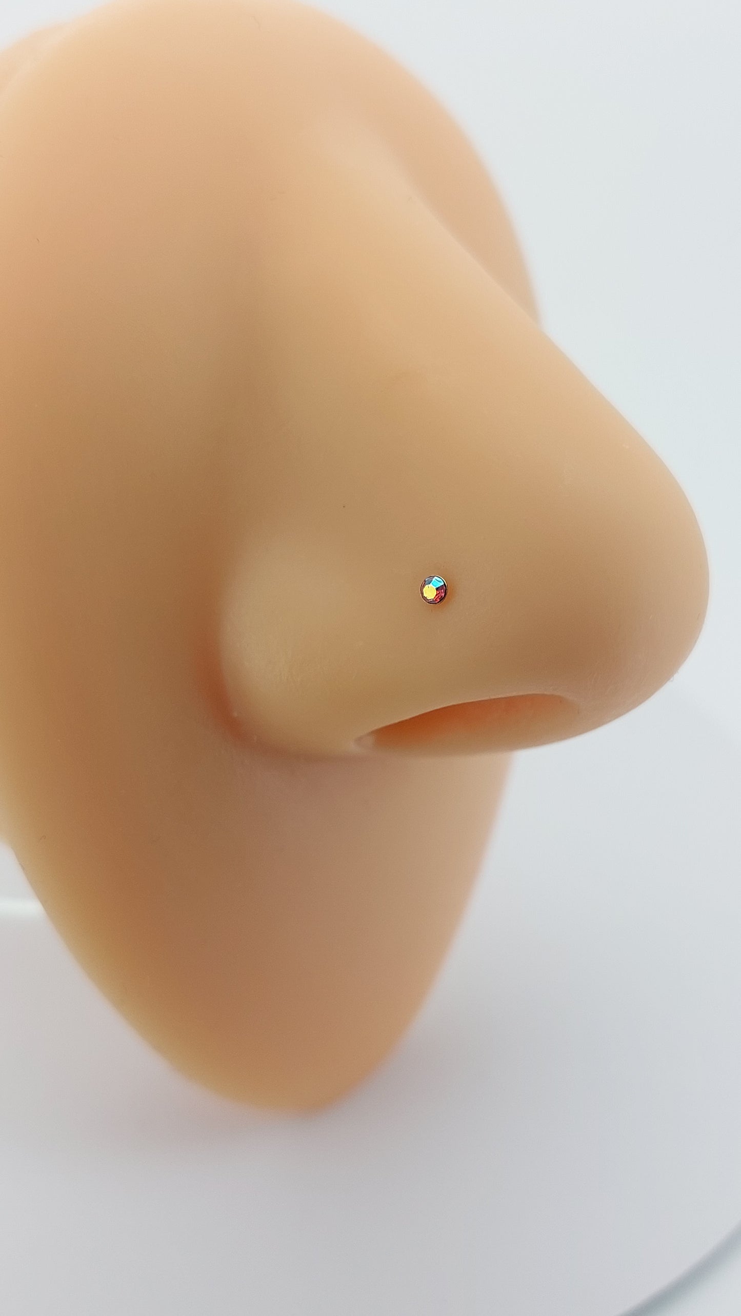 14k Gold bezel set Nose Bone - assorted colours