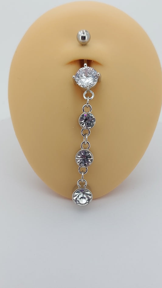 4 Crystal Hanging Navel Bar