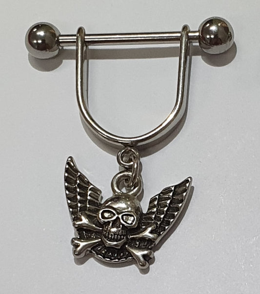 Skull & Crossbones with Wings Nipple Saddle