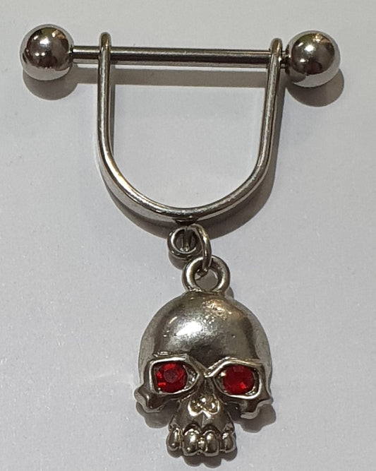 Skull with Red Jewelled Eyes Nipple Saddle
