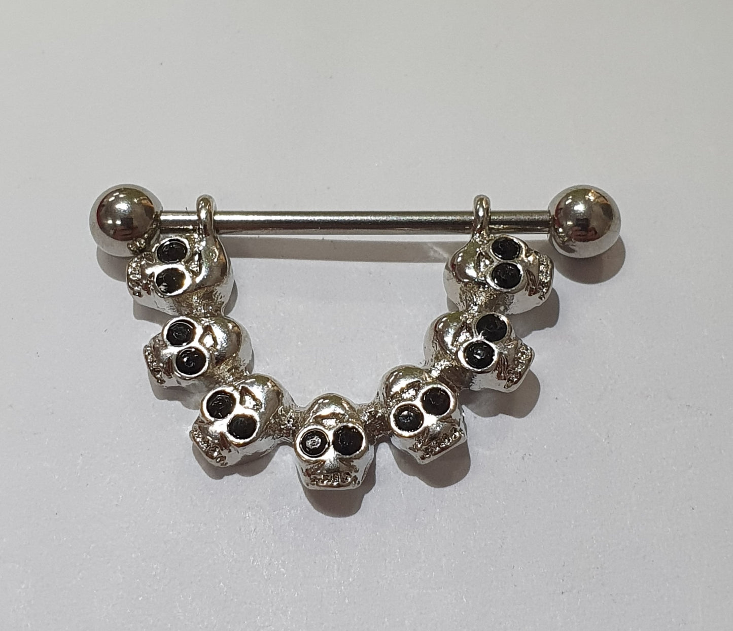 Crescent Skull Nipple Shield with Black Jewels