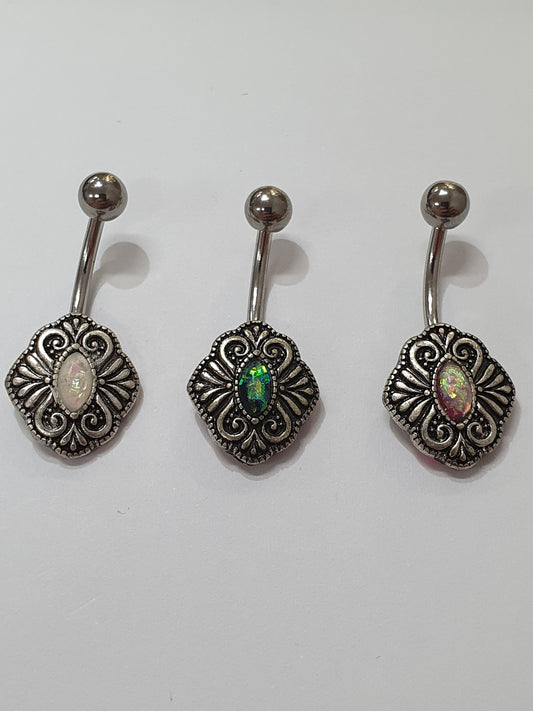 Aztec Style Jewelled Navel Bar