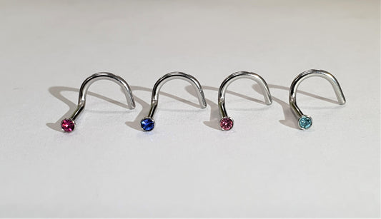 Surgical Steel Bezel set small gem Nose Screw