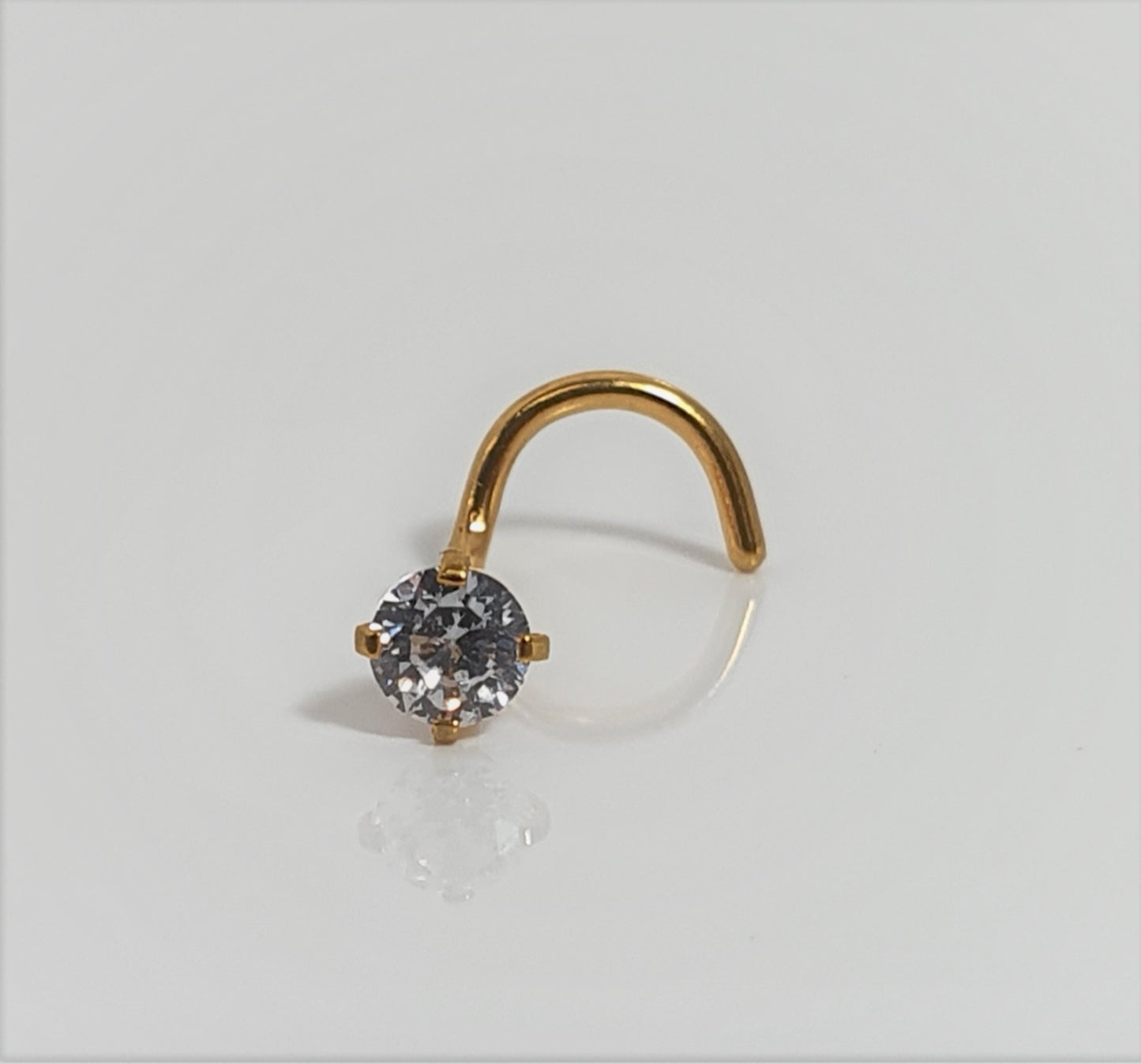 Large Crystal Claw set 14ct Gold Nose Screw