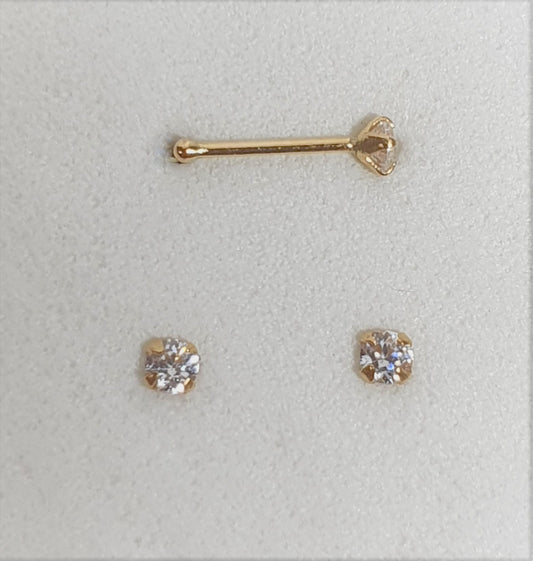 14K Claw set Crystal Nose Bone