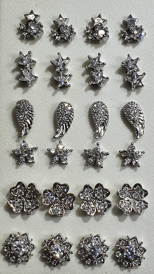 Internal Thread Assorted Plated Crystal Labret Studs 1.2mm (16g)