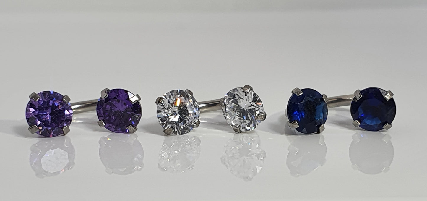 Large Jewelled Circular Barbell 1.2mm(16g) - 4 styles, 2 sizes