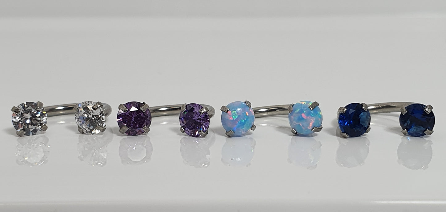 Large Jewelled Circular Barbell 1.2mm(16g) - 4 styles, 2 sizes