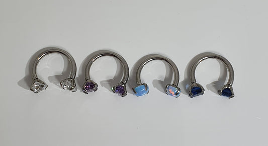 Large Jewelled Circular Barbell 1.2mm(16g) - 4 styles, 2 sizes