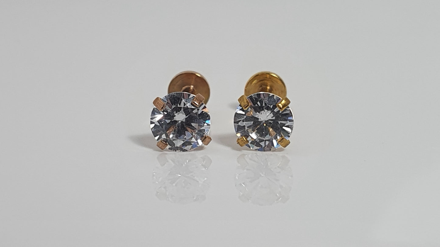 Large Crystal Labret Stud 1.2mm(16g) - gold & rose gold
