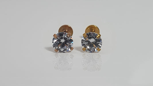 Large Crystal Labret Stud 1.2mm(16g) - gold & rose gold