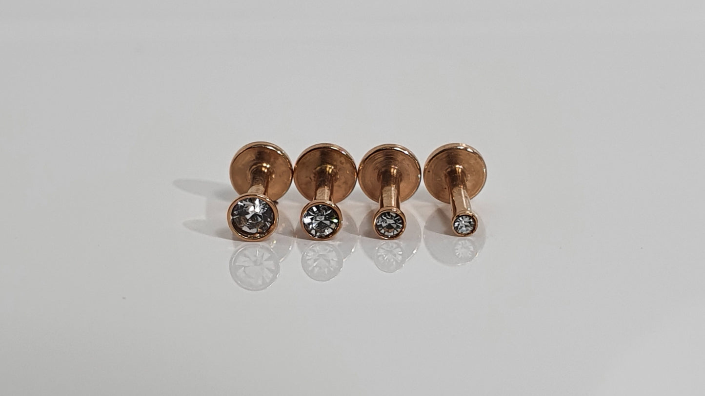 Crystal Labret Stud Gold PVD