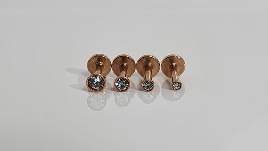 Crystal Labret Stud  Gold PVD