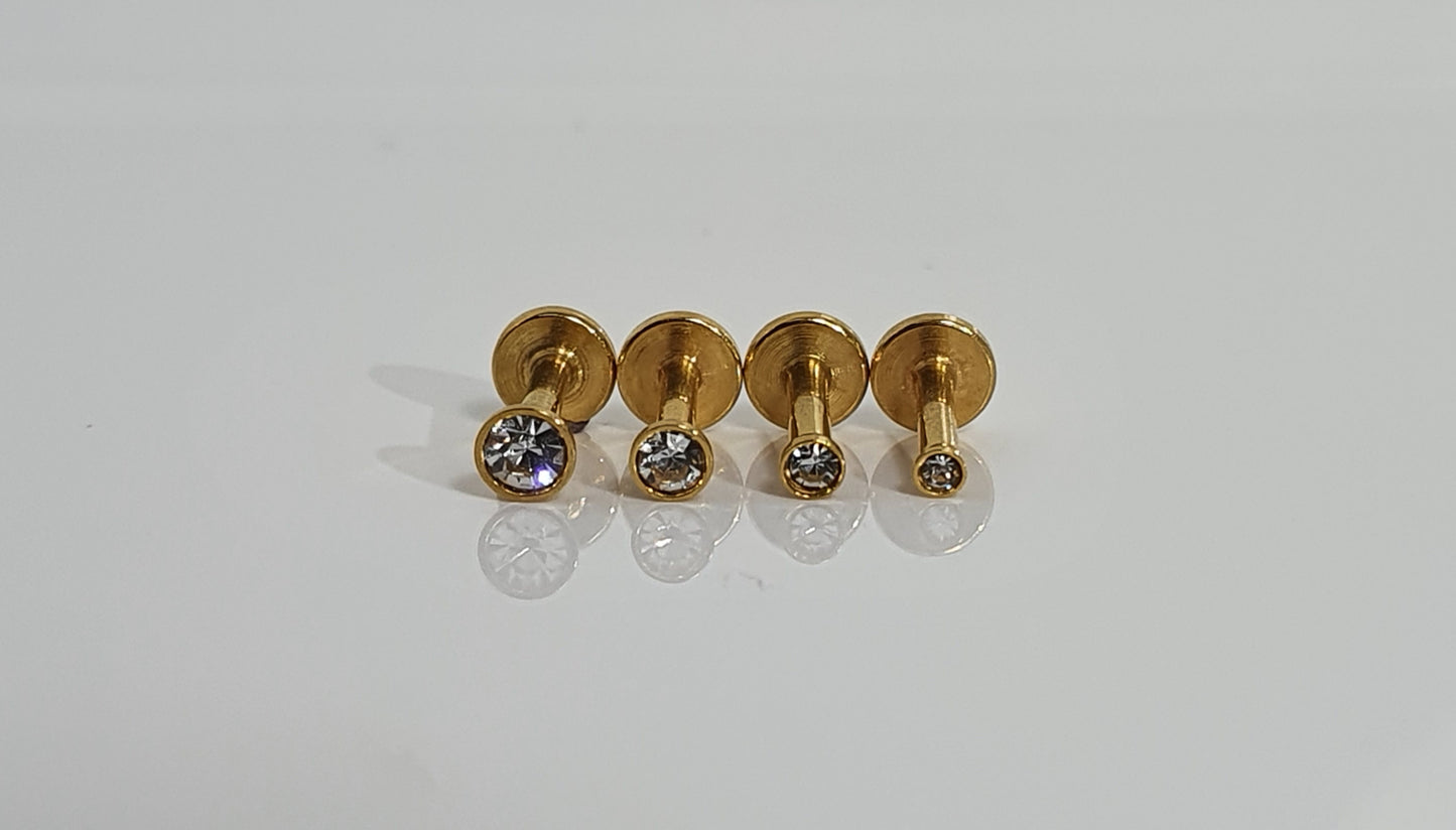 Crystal Labret Stud Gold PVD
