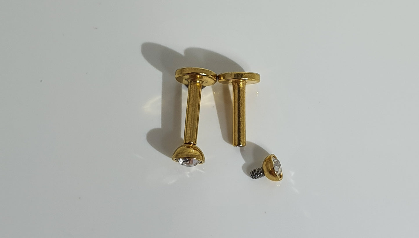 Crystal Labret Stud Gold PVD