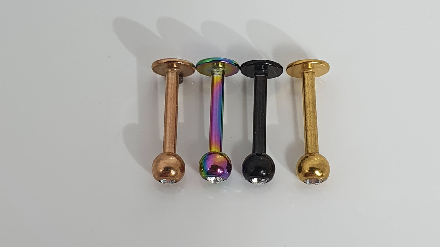 Crystal Top Labret Stud 1.2mm(16g)