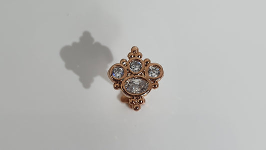 Crystal Decorative Paw Labret Stud Rose Gold 1.2mm(16g)