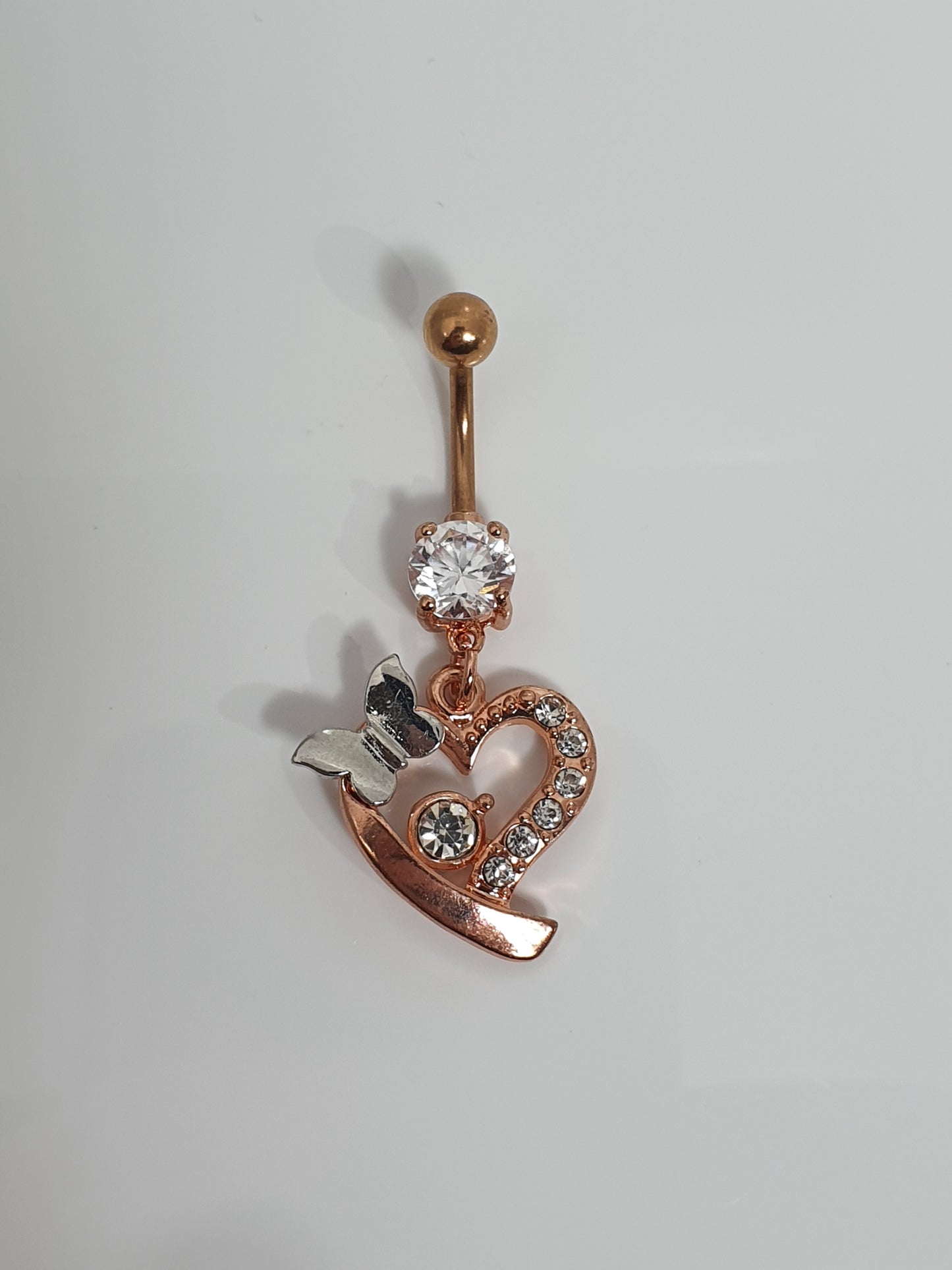 Butterfly Heart Navel Bar