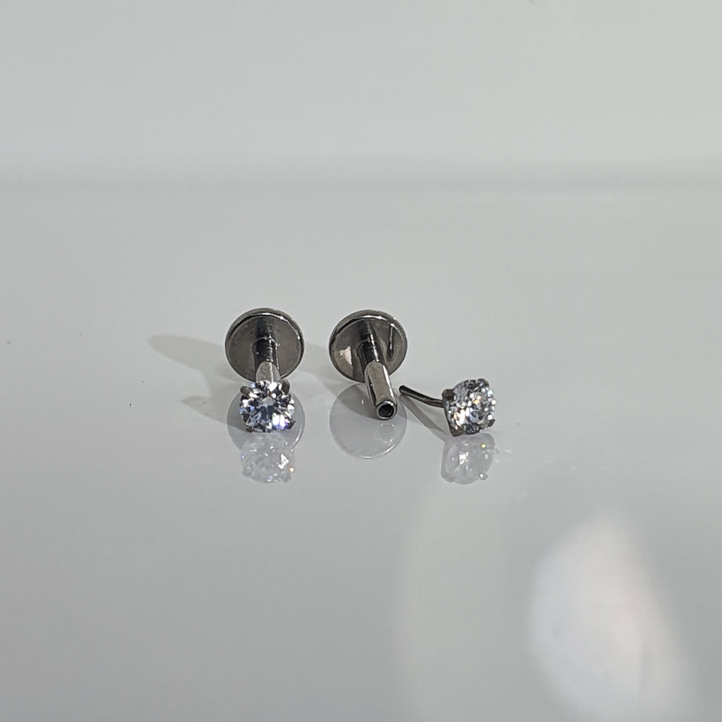 Titanium Threadless Crystal Labret Stud