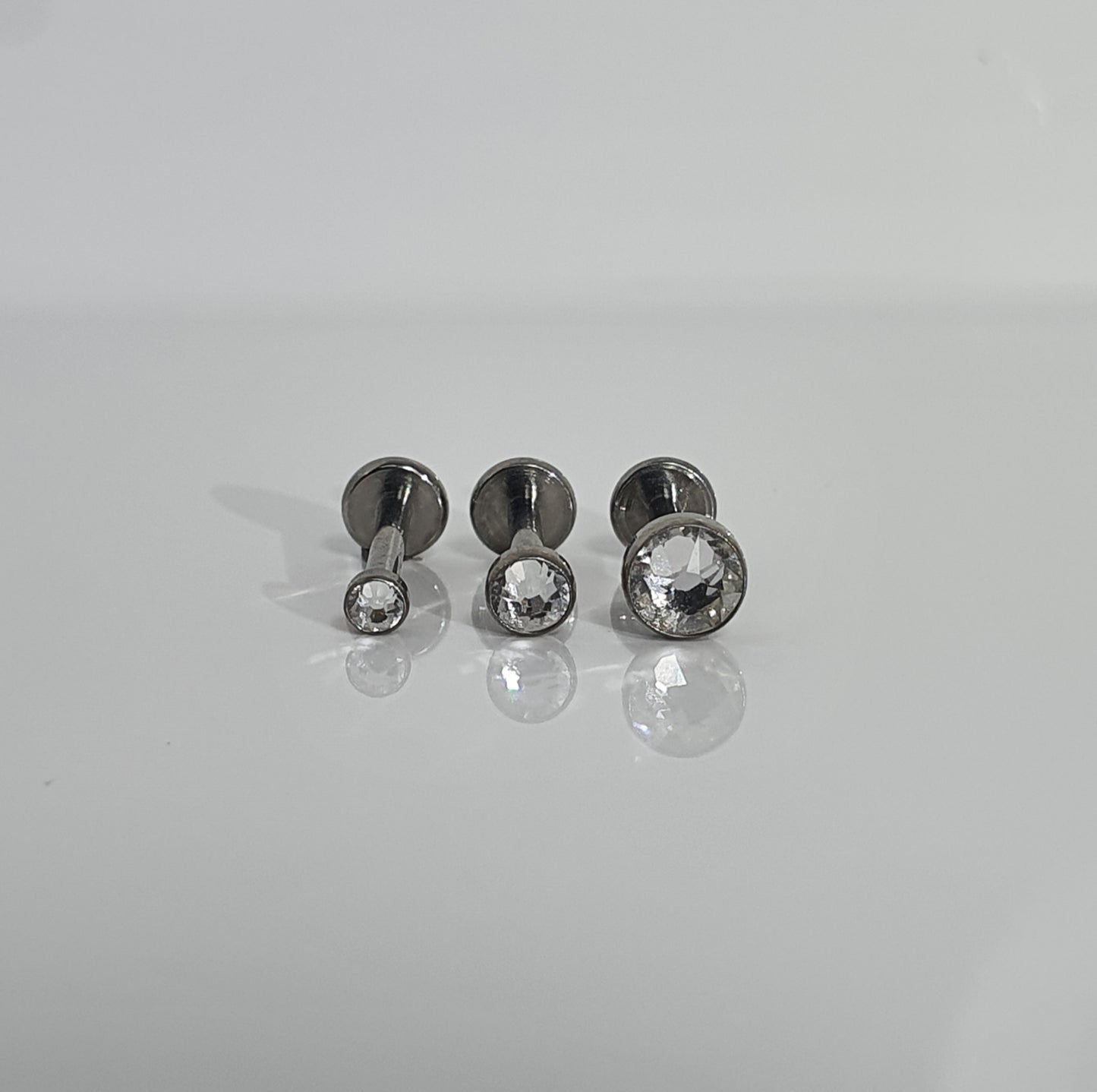 Titanium Flat Topped Crystal Labret Stud