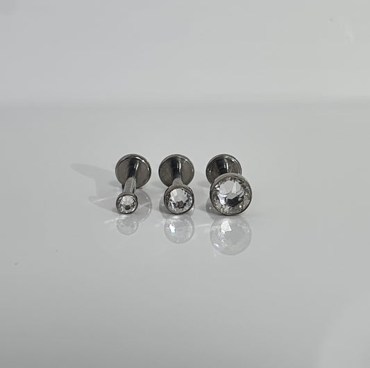 Titanium Flat Topped Crystal Labret Stud