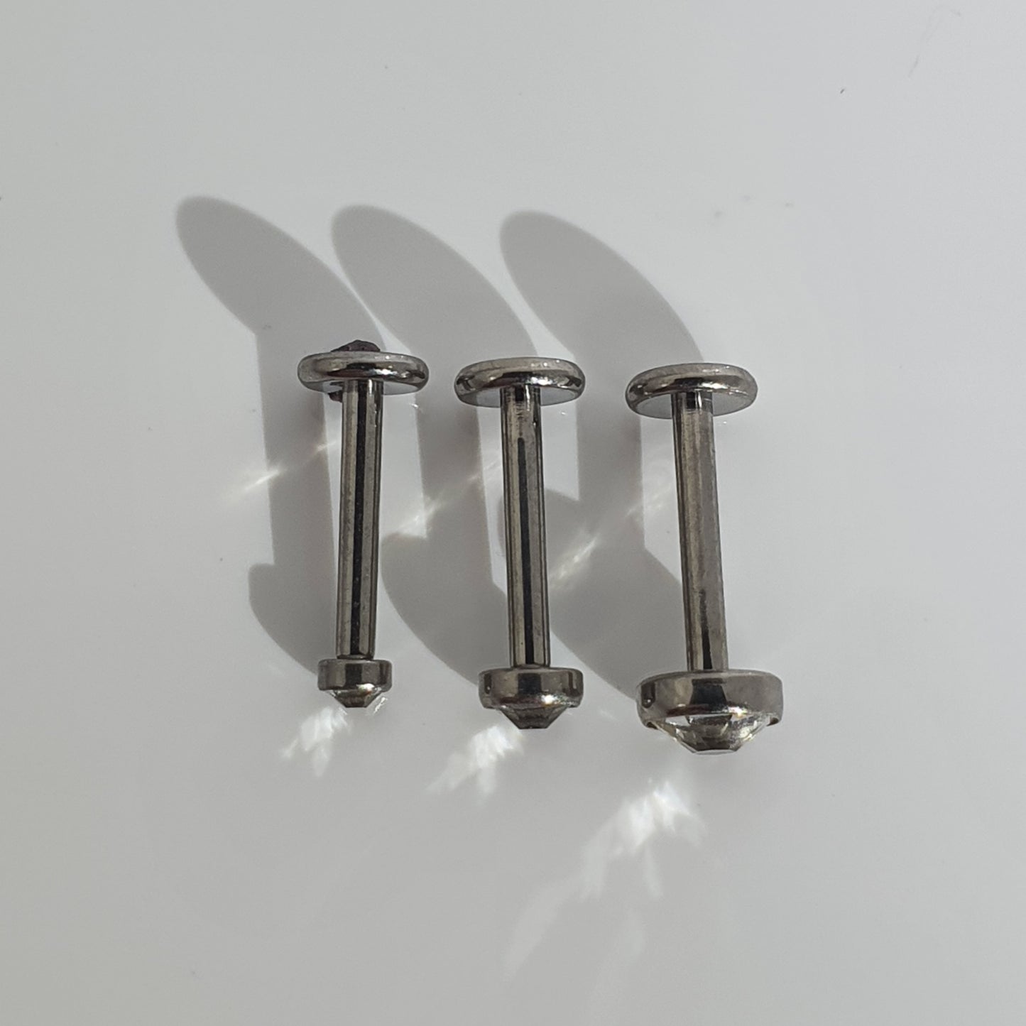 Titanium Flat Topped Crystal Labret Stud