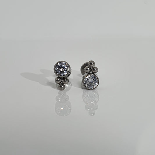 Titanium Decorative Crystal Labret Stud