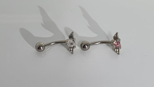 Winged Heart Curved Barbell