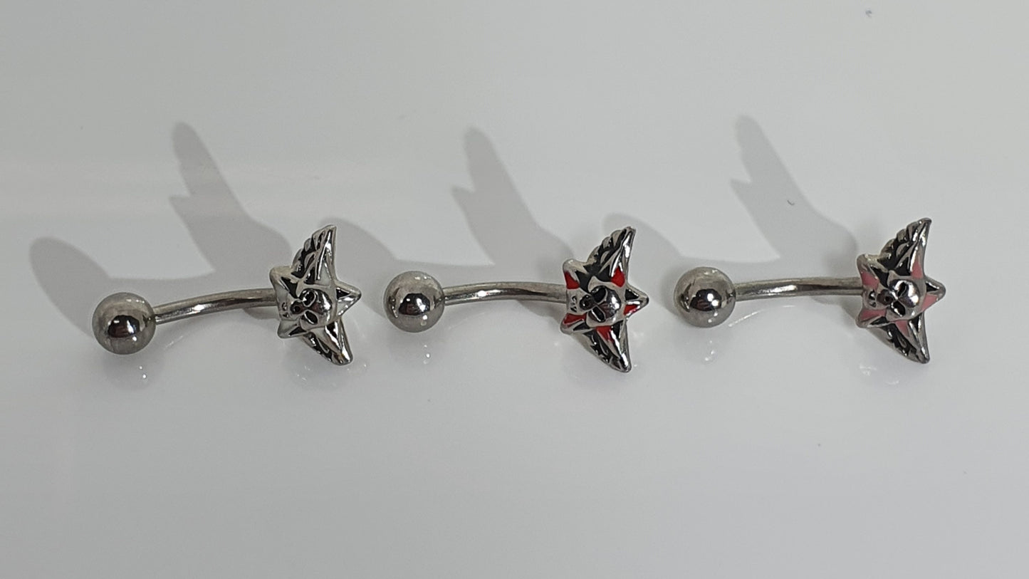 Winged Skull Curved Barbell