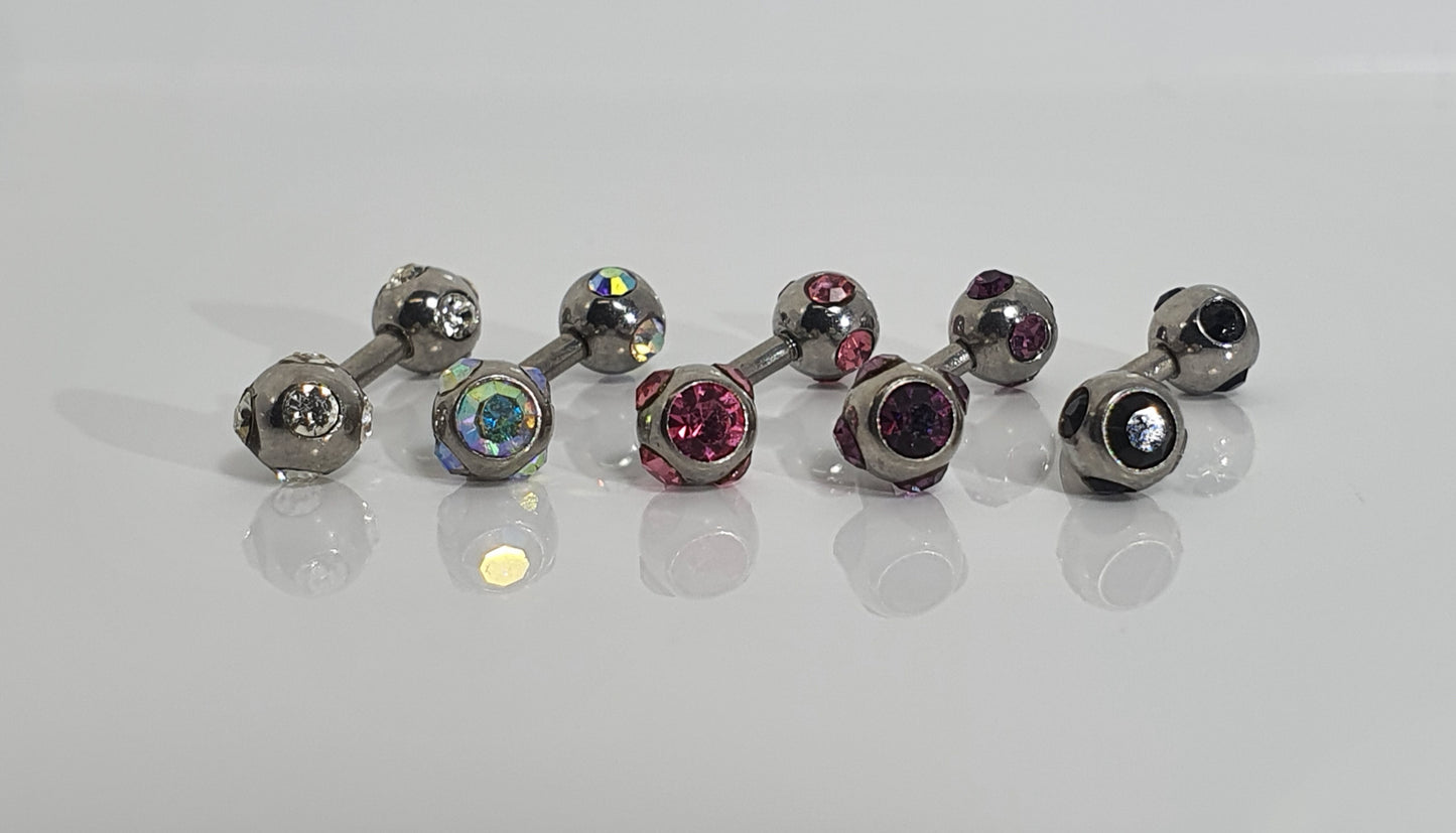 Jewelled Balls Curved Barbell 1.2mm(16g)