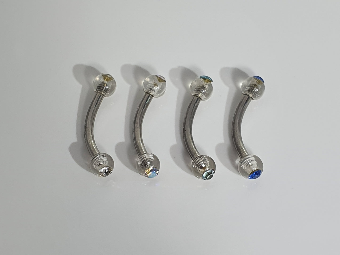 Jewelled Clear Acrylic Balls Curved Barbell