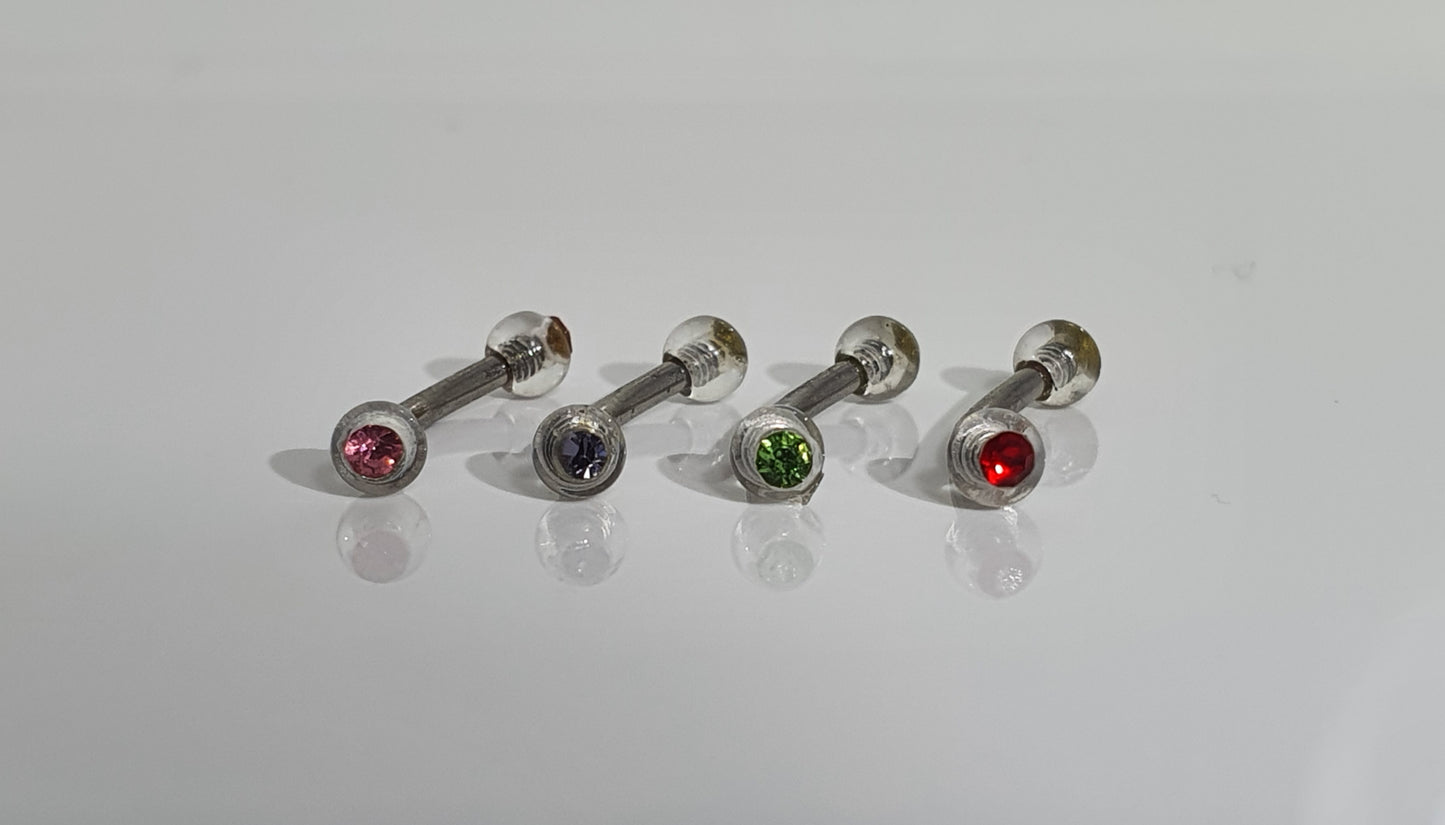 Jewelled Clear Acrylic Balls Curved Barbell