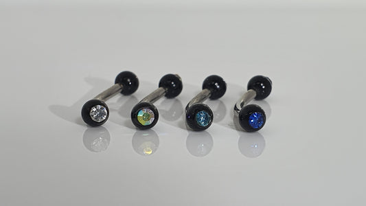 Jewelled Black Acrylic Balls Curved Barbell 1.2mm(16g)