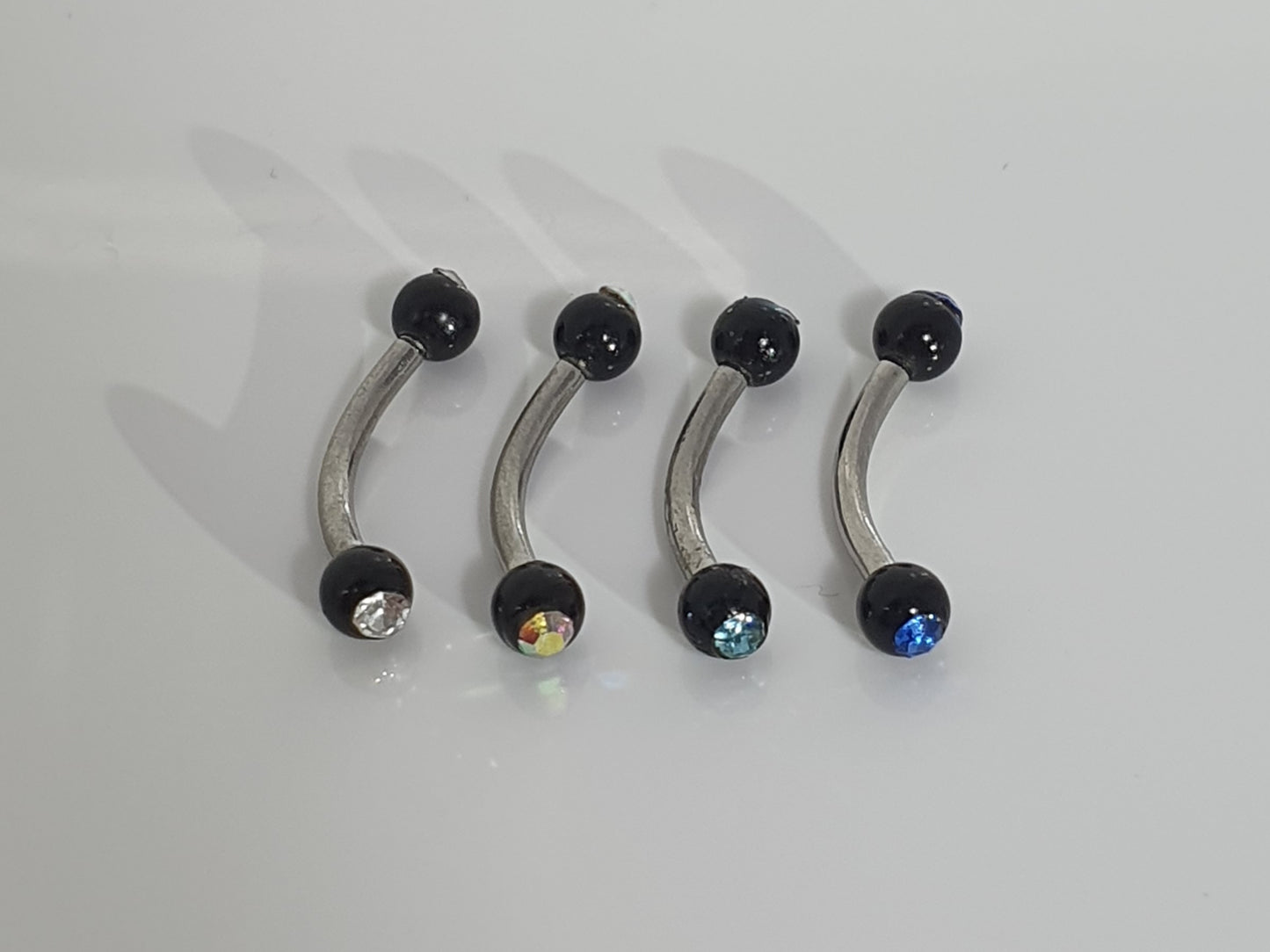 Jewelled Black Acrylic Balls Curved Barbell 1.2mm(16g)