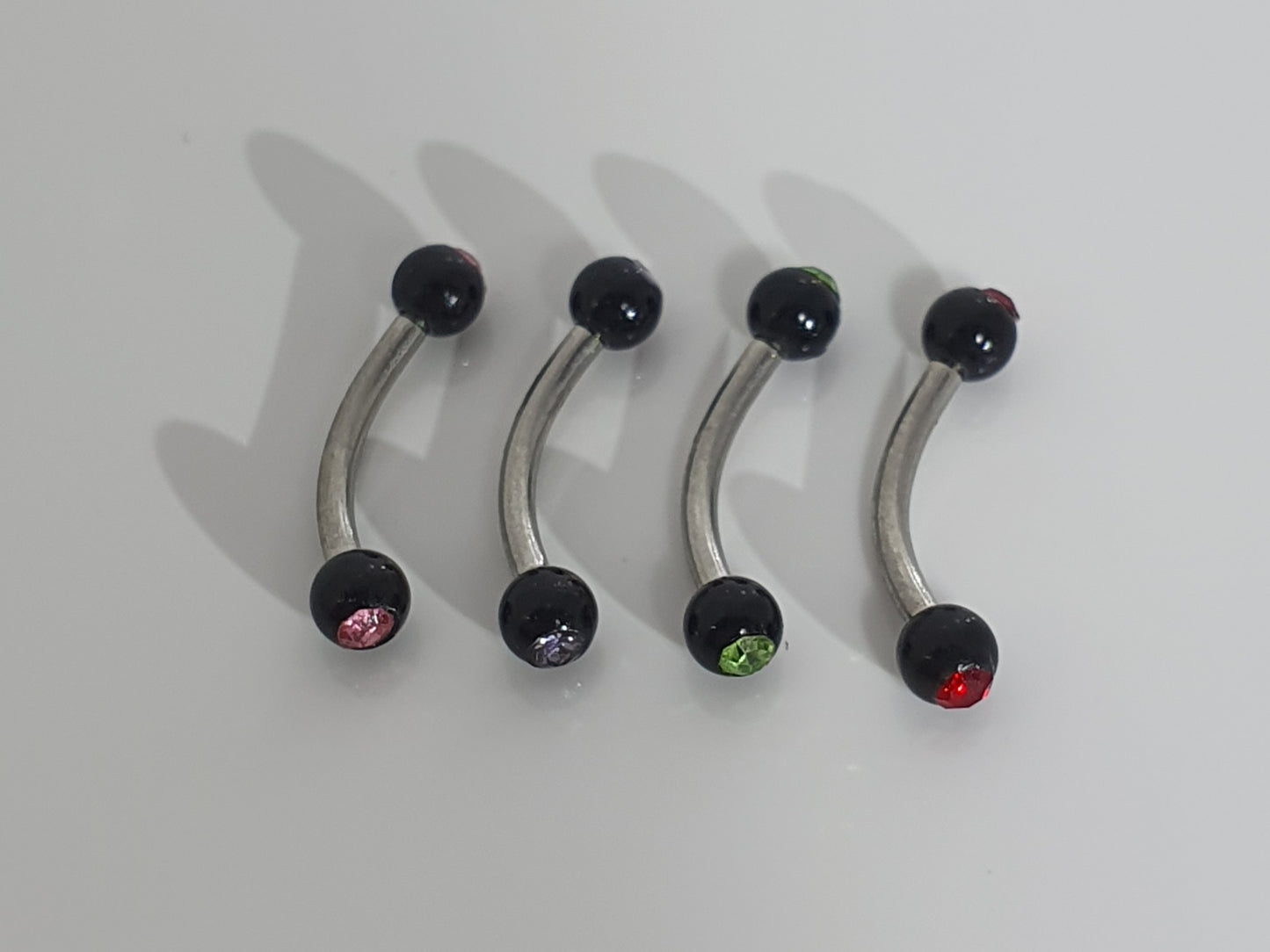 Jewelled Black Acrylic Balls Curved Barbell 1.2mm(16g)