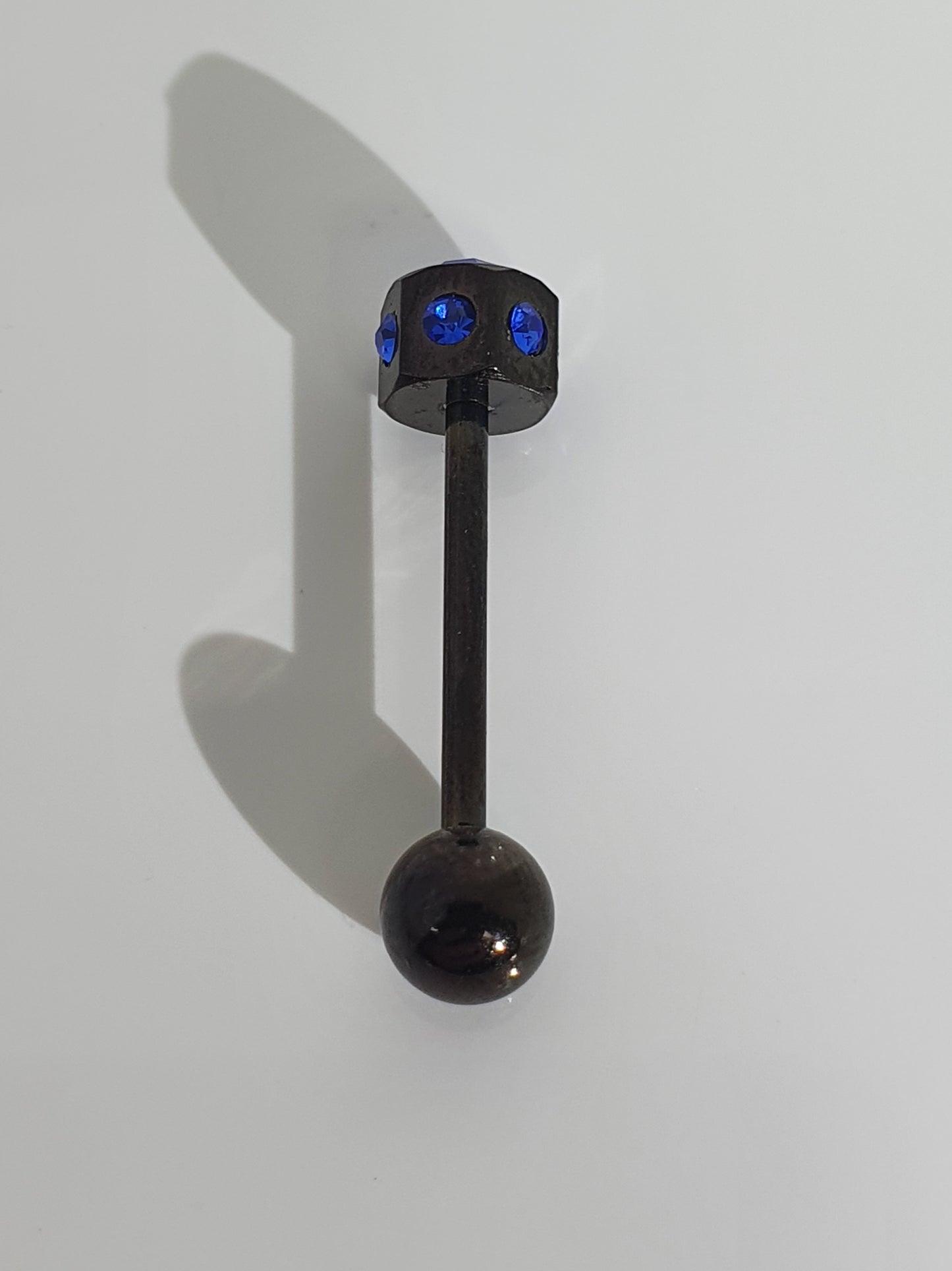 Black PVD Jewelled Tongue Barbell