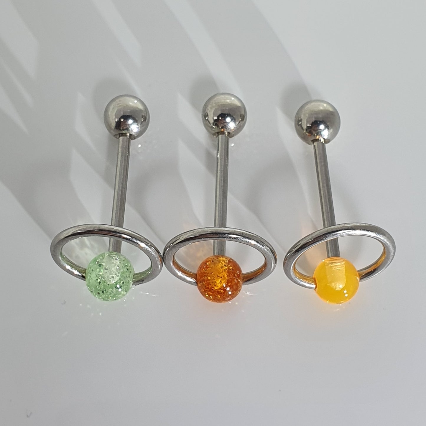 Slave Ring Tongue Barbell with Plastic Balls